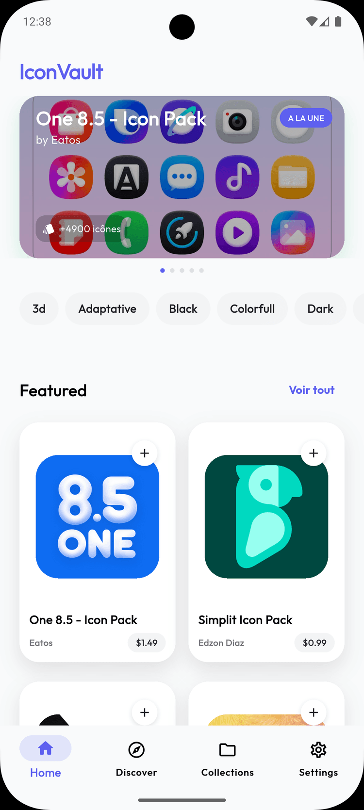 IconVault home screen